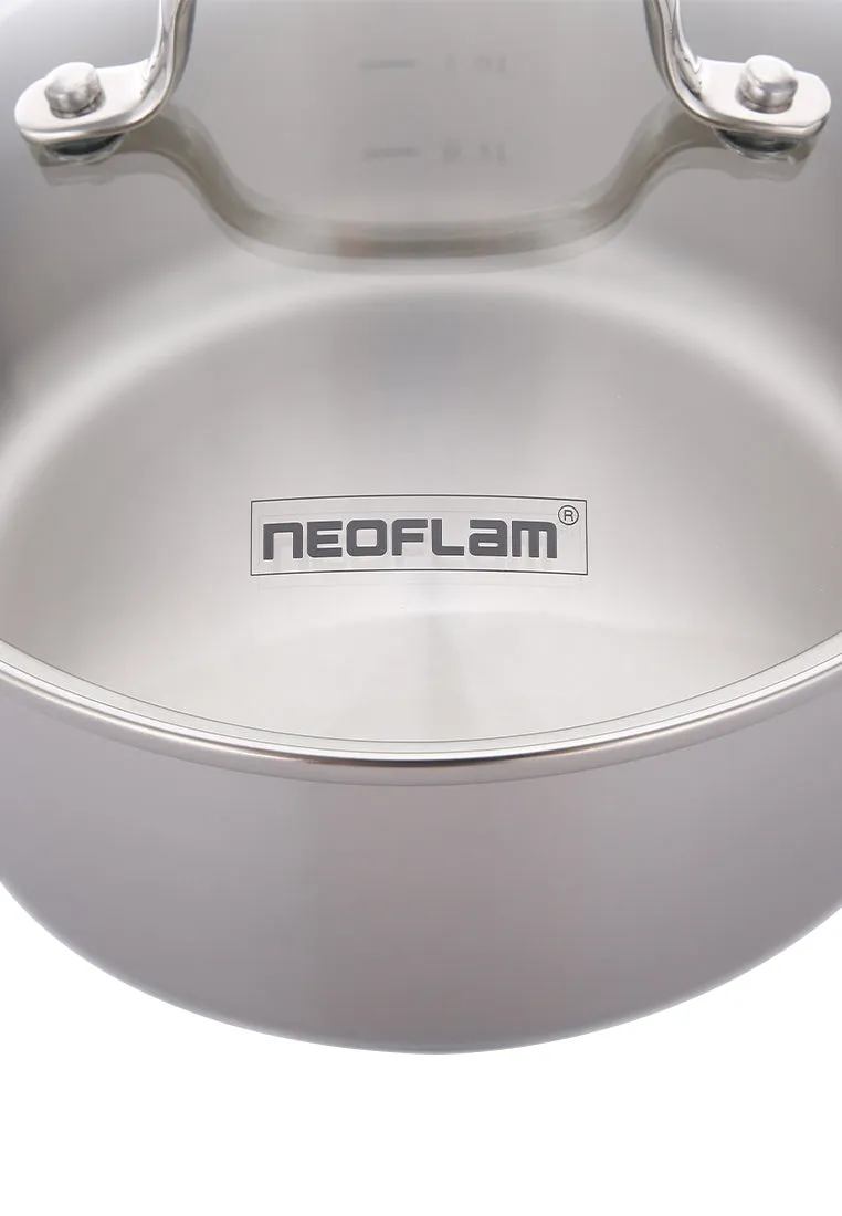 Neoflam Stainless Steel Casserole with Glass Lid