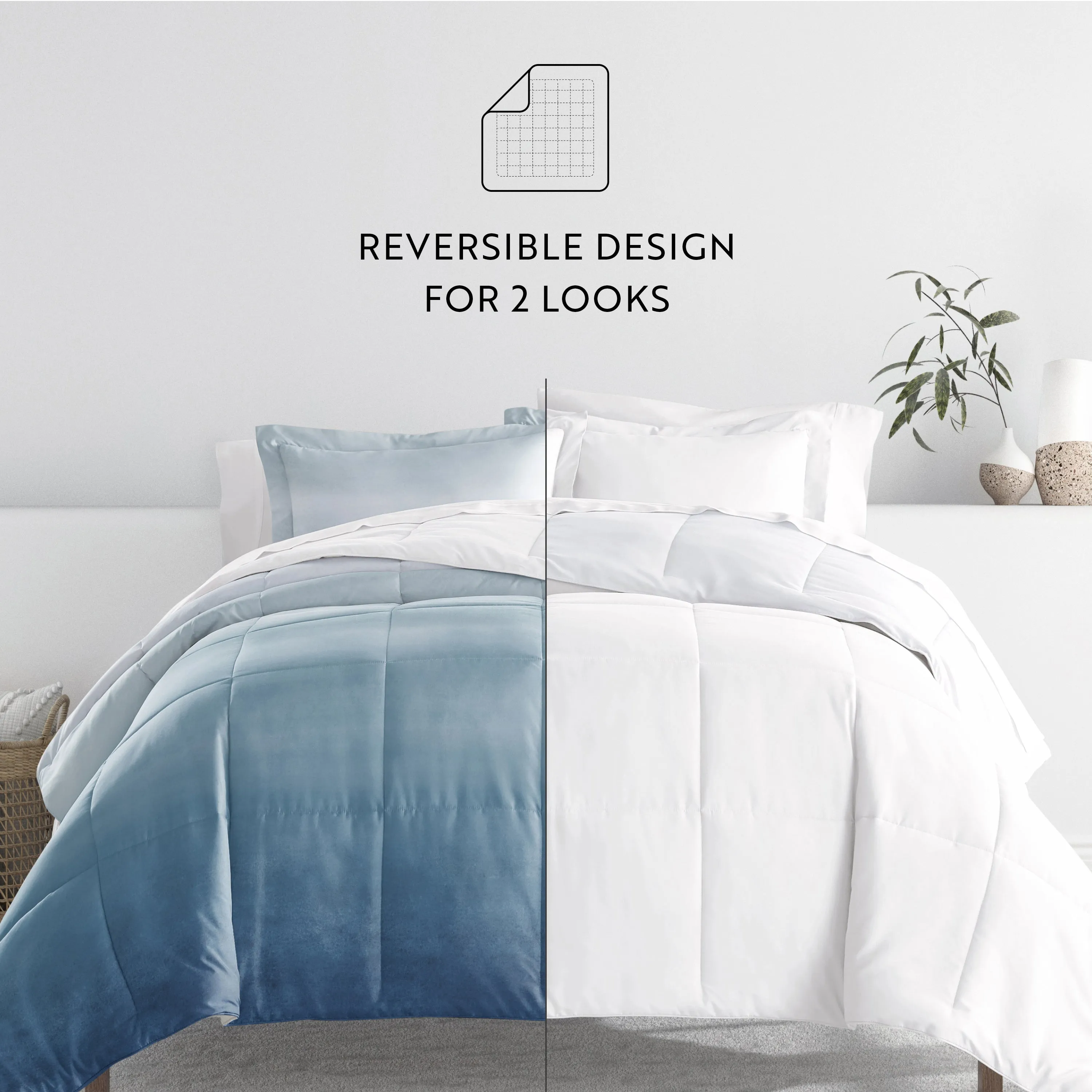 Ocean Waves Reversible Down-Alternative Comforter Set