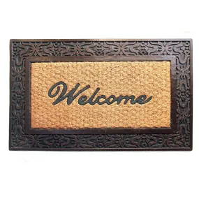 OnlyMat Elegant Moulded Rubber and Coir Welcome Designer Door Mat with Border