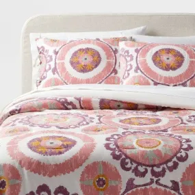 Open Box - Full/Queen Boho Suzani Print Comforter and Sham Set Ivory/Salmon Orange/Plum Red/Mustard - Threshold