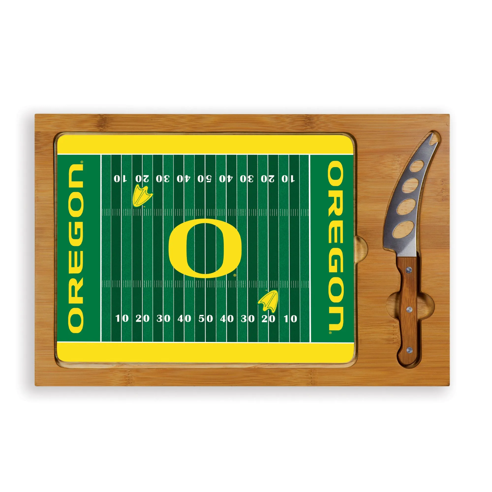 Oregon Ducks - Icon Glass Top Cutting Board & Knife Set