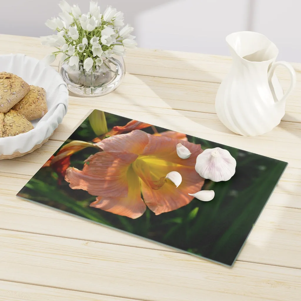 Peach and Yellow Flower Cutting Board