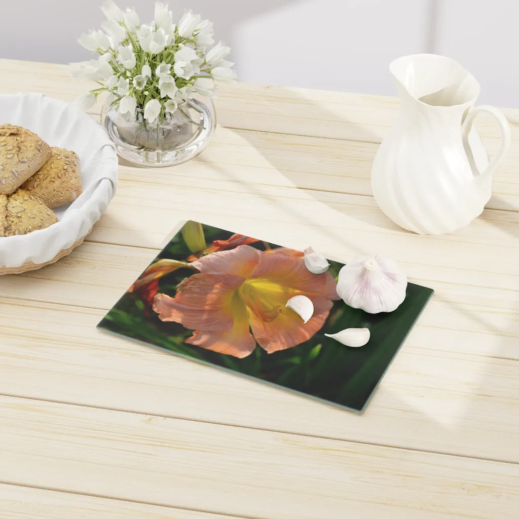 Peach and Yellow Flower Cutting Board