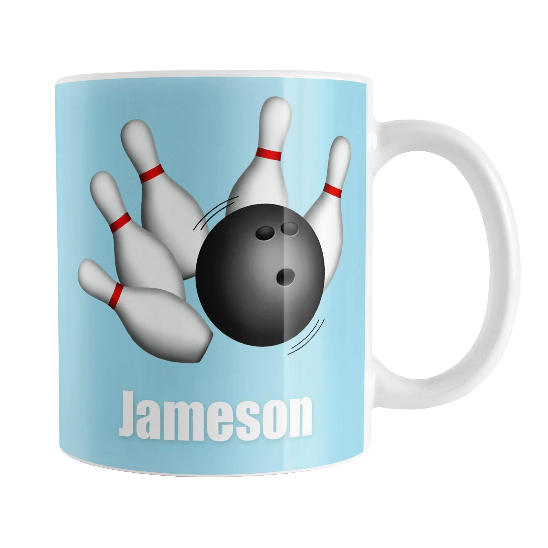 Personalized Bowling Ball and Pins Blue - Bowling Mug