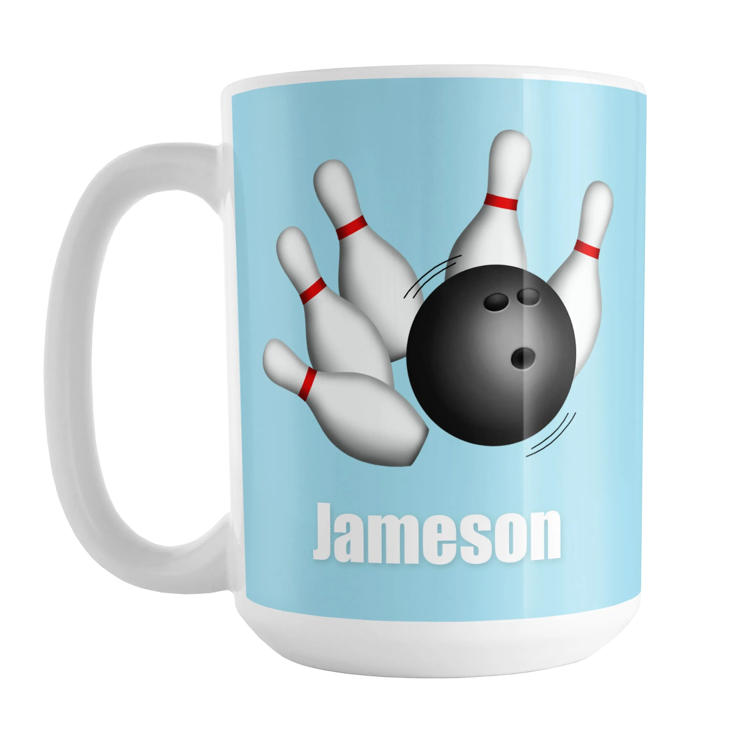 Personalized Bowling Ball and Pins Blue - Bowling Mug