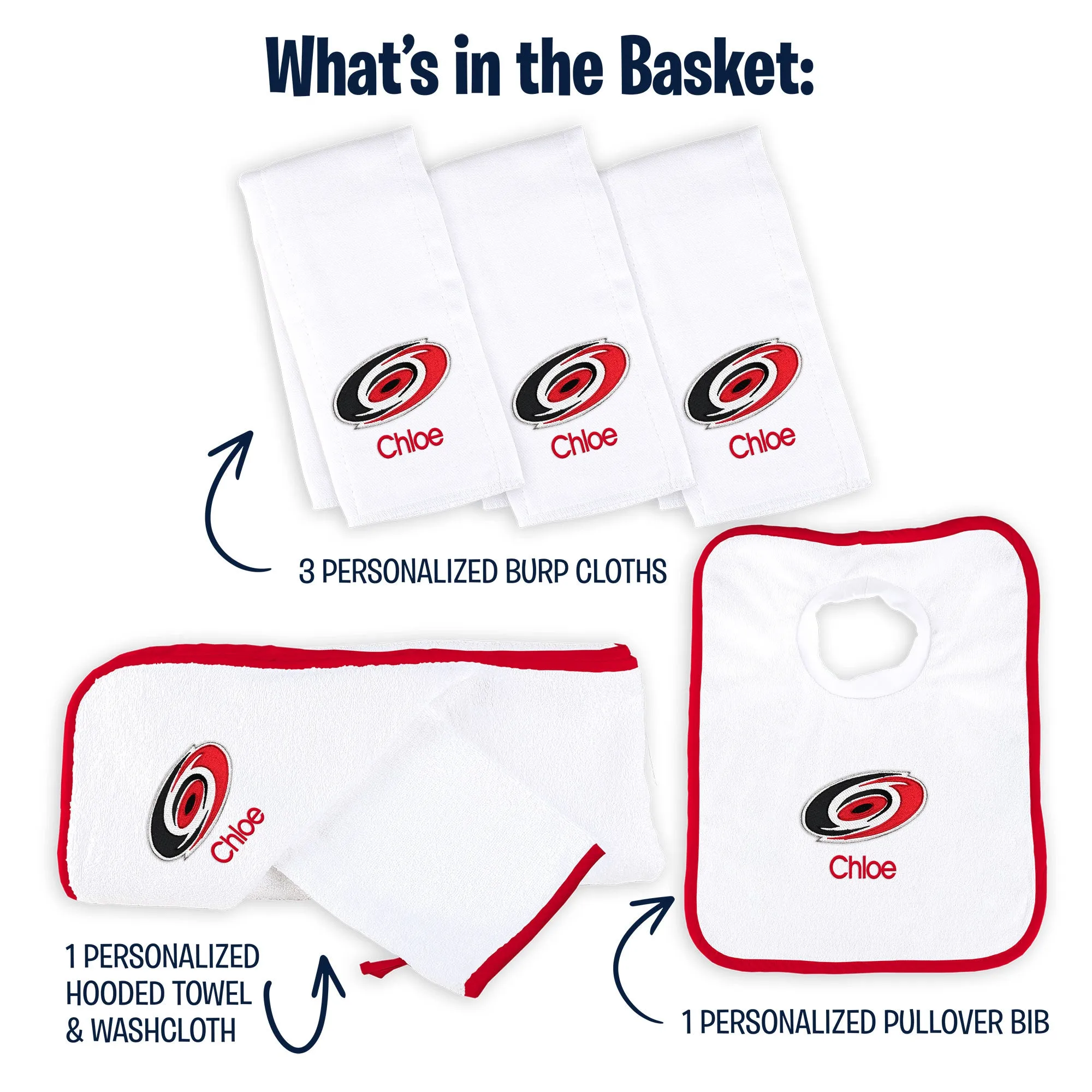 Personalized Carolina Hurricanes Medium Basket - 6 Items