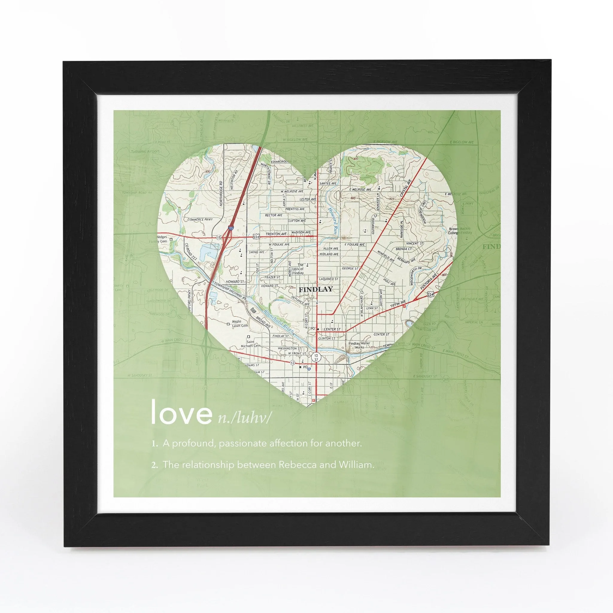 Personalized Framed Heart US Map