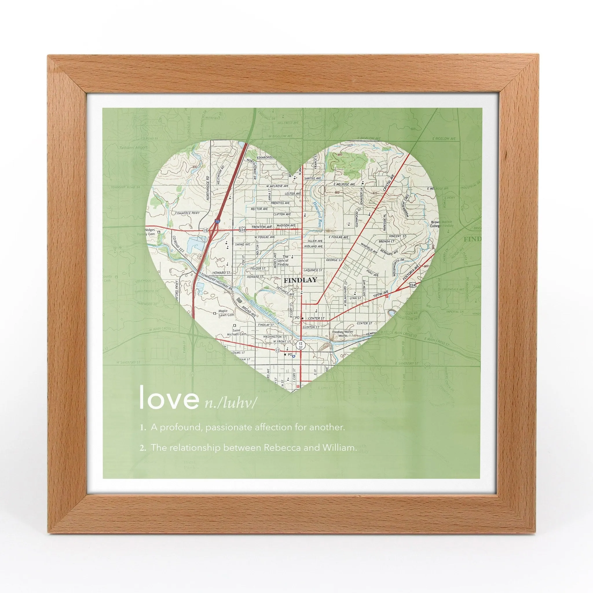 Personalized Framed Heart US Map