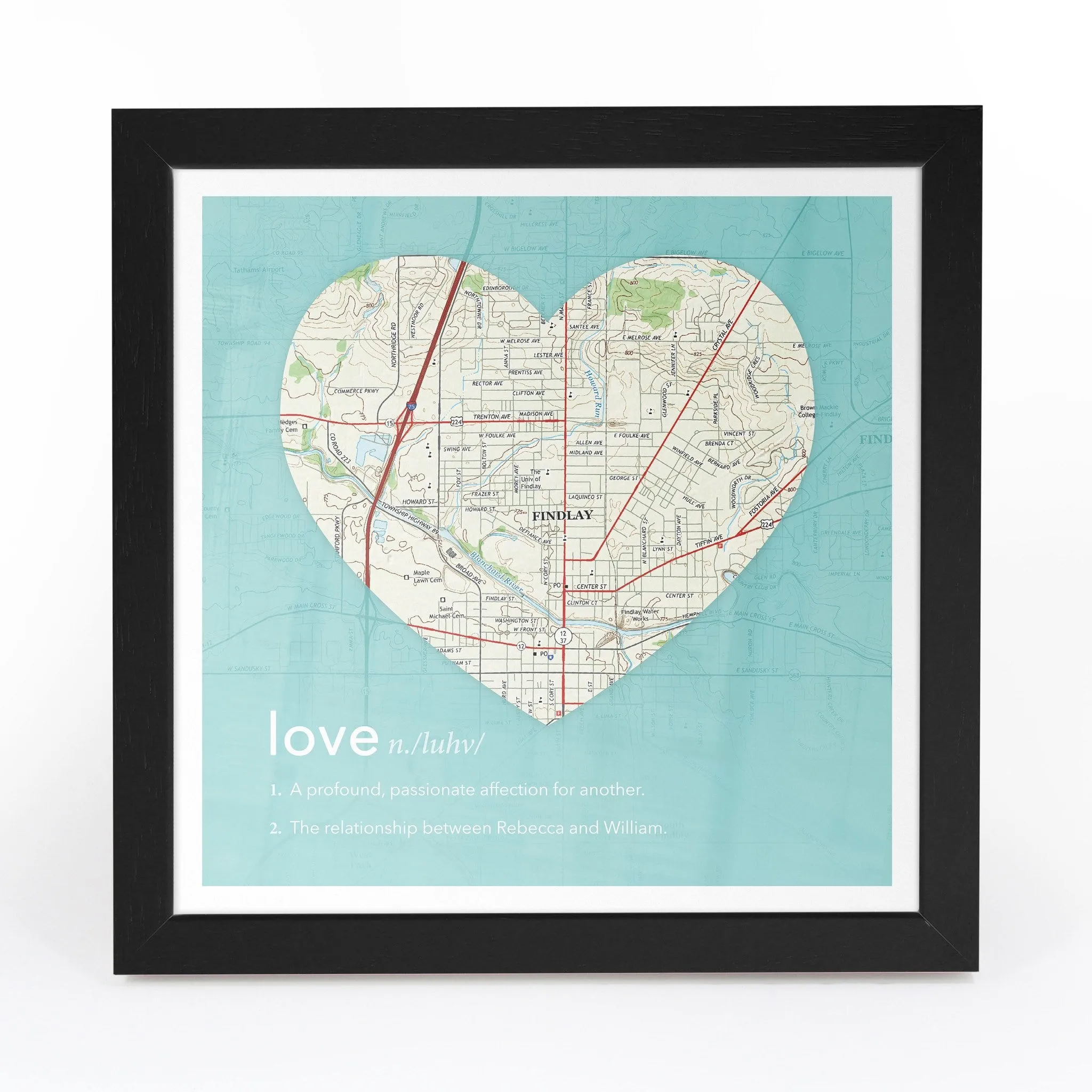 Personalized Framed Heart US Map