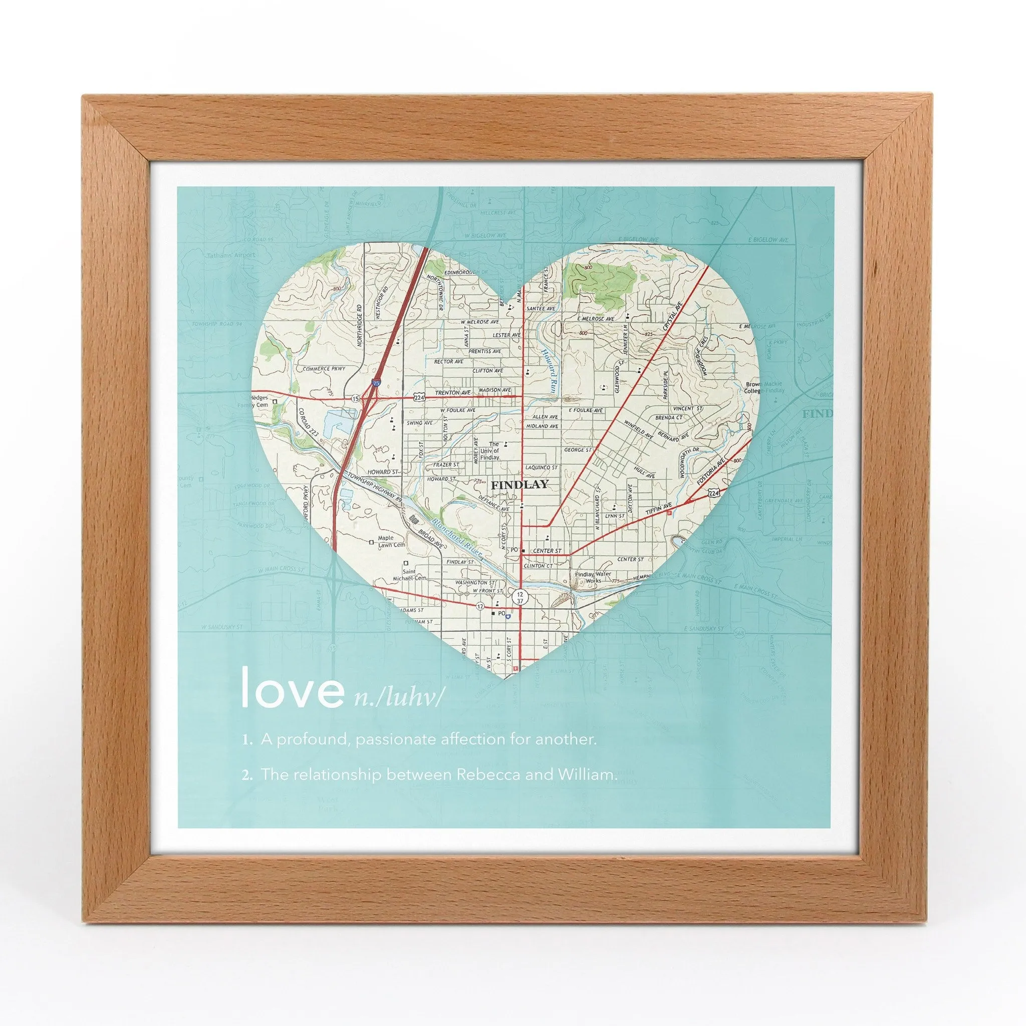 Personalized Framed Heart US Map