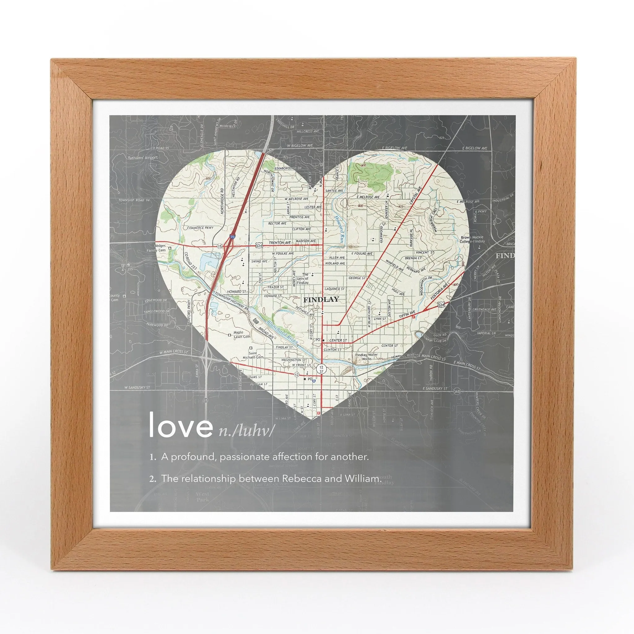 Personalized Framed Heart US Map