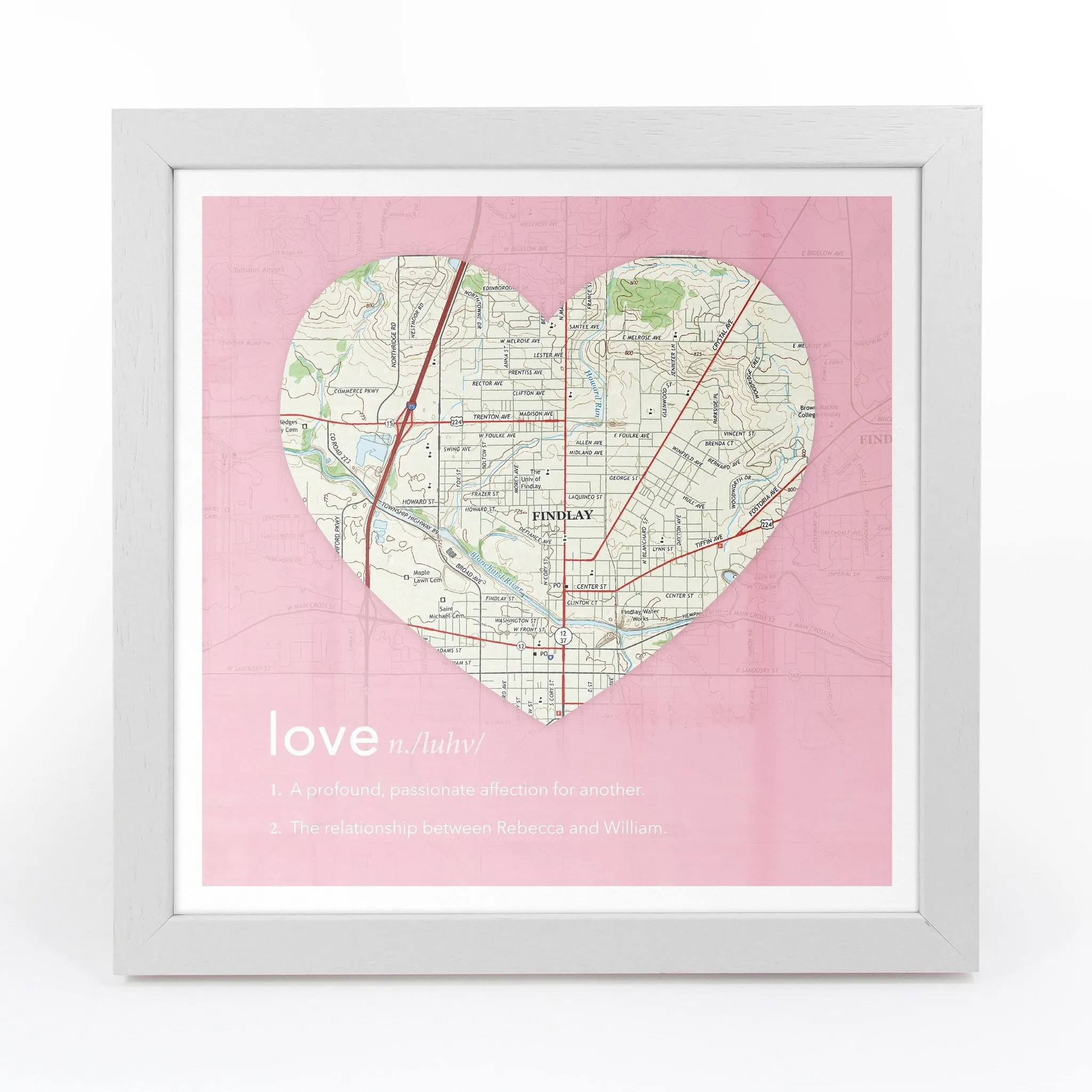 Personalized Framed Heart US Map