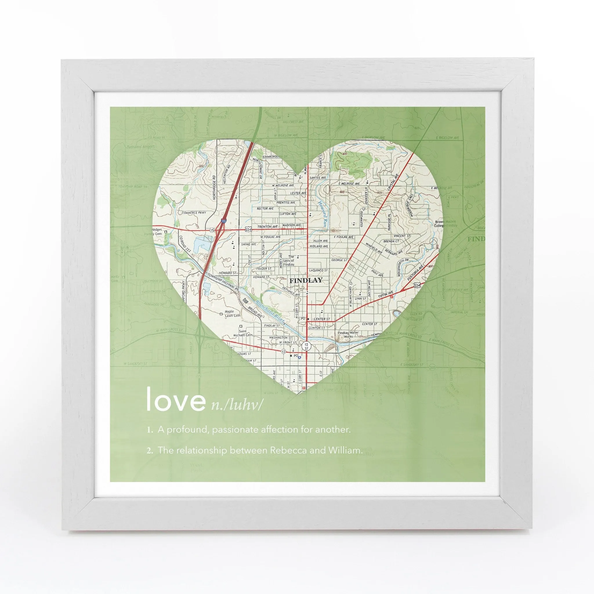 Personalized Framed Heart US Map