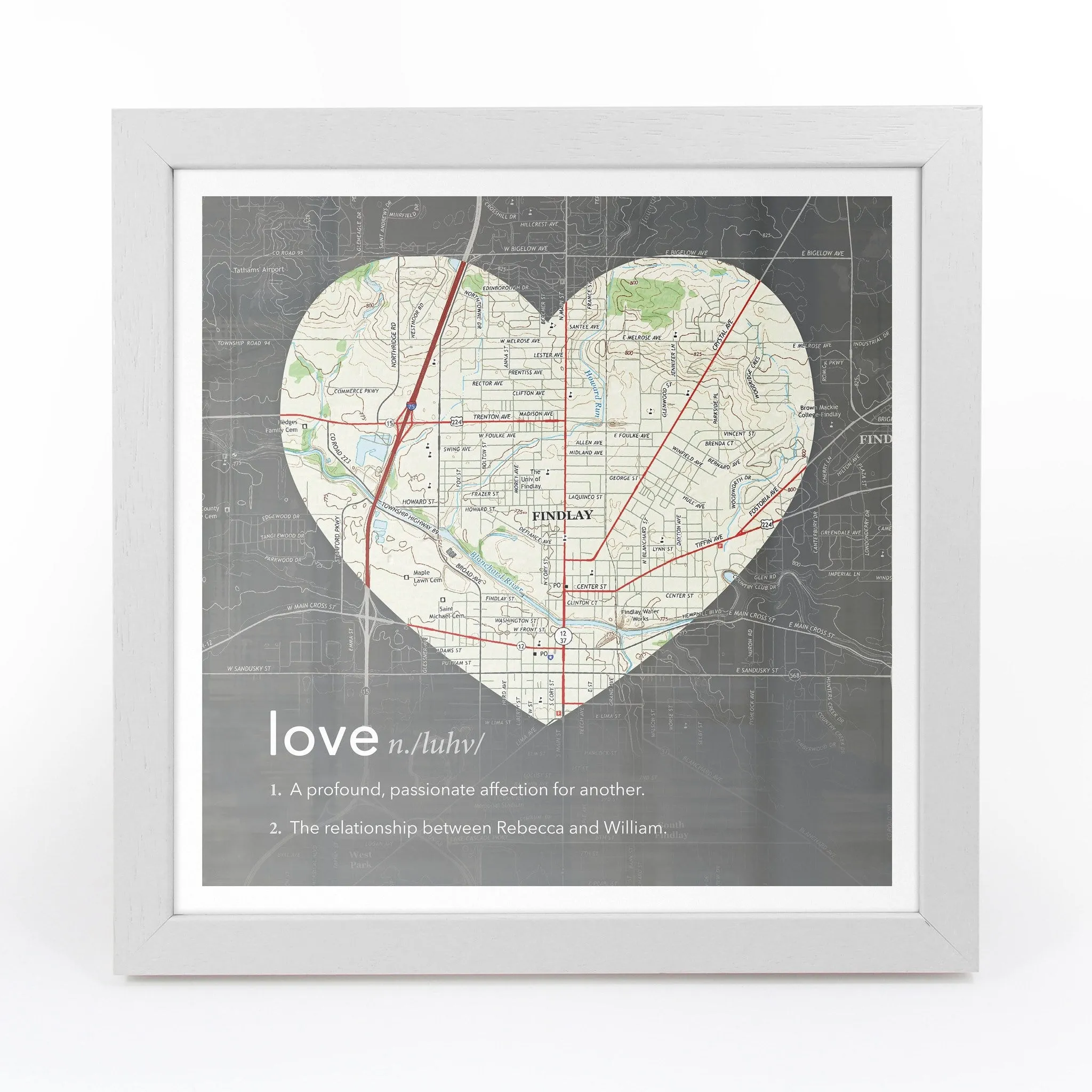 Personalized Framed Heart US Map