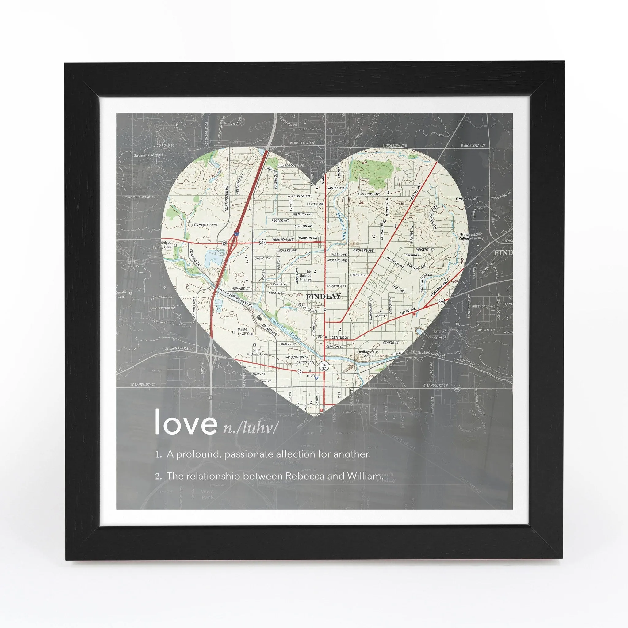 Personalized Framed Heart US Map