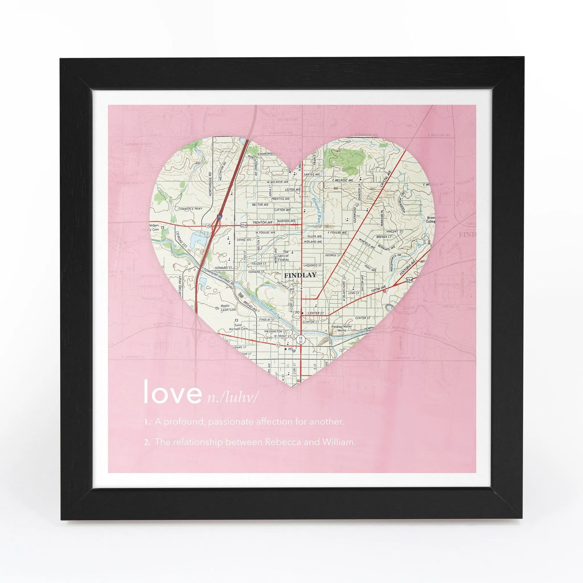 Personalized Framed Heart US Map