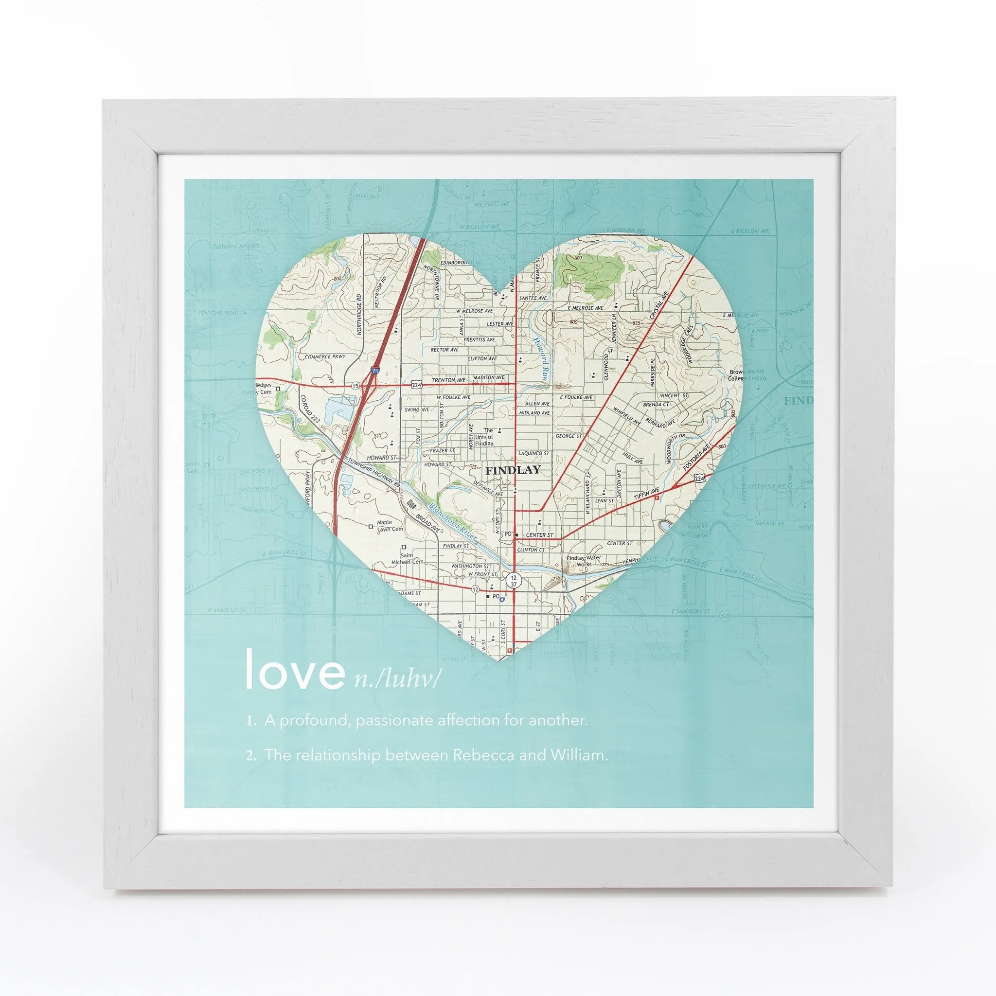 Personalized Framed Heart US Map