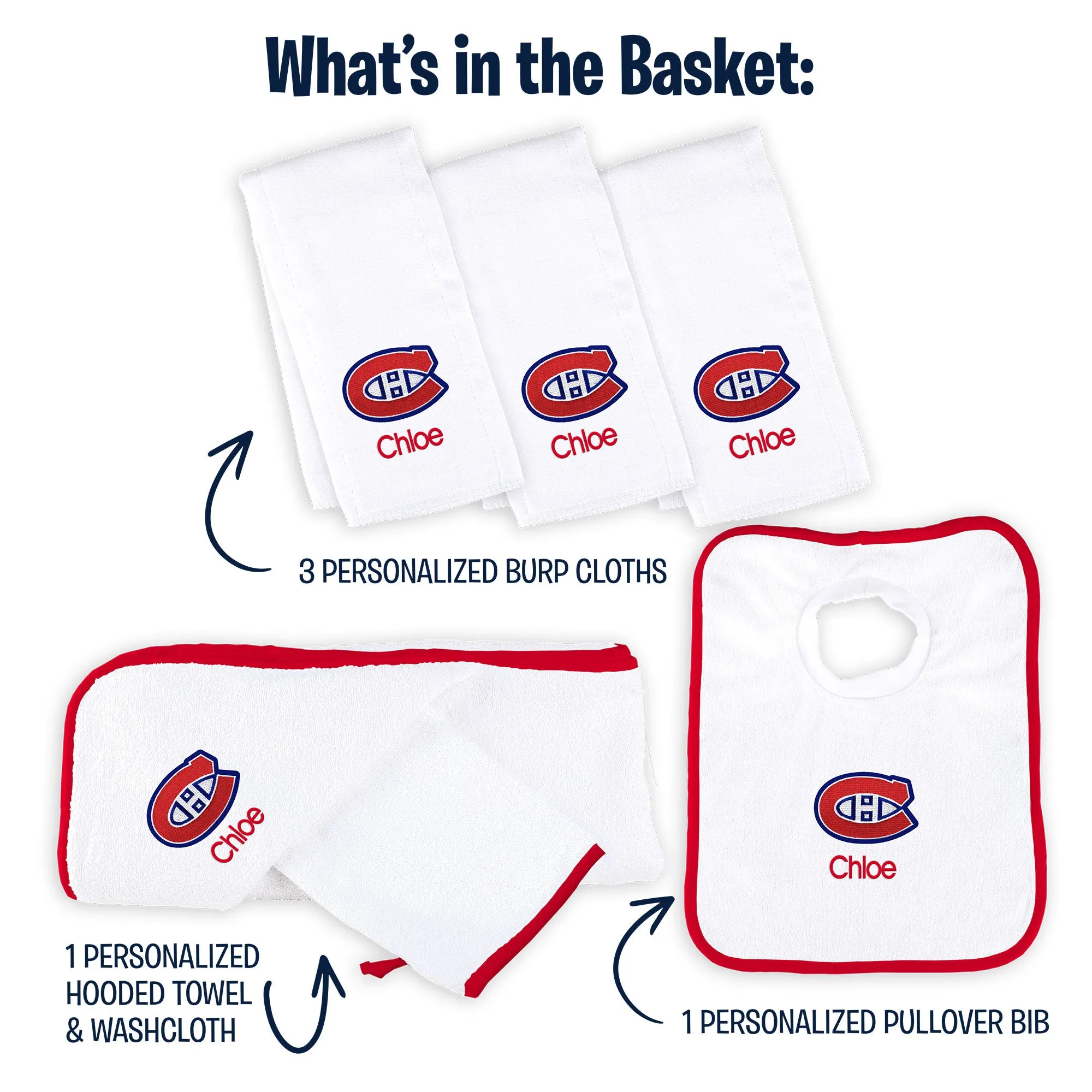 Personalized Montreal Canadiens Medium Basket - 6 Items