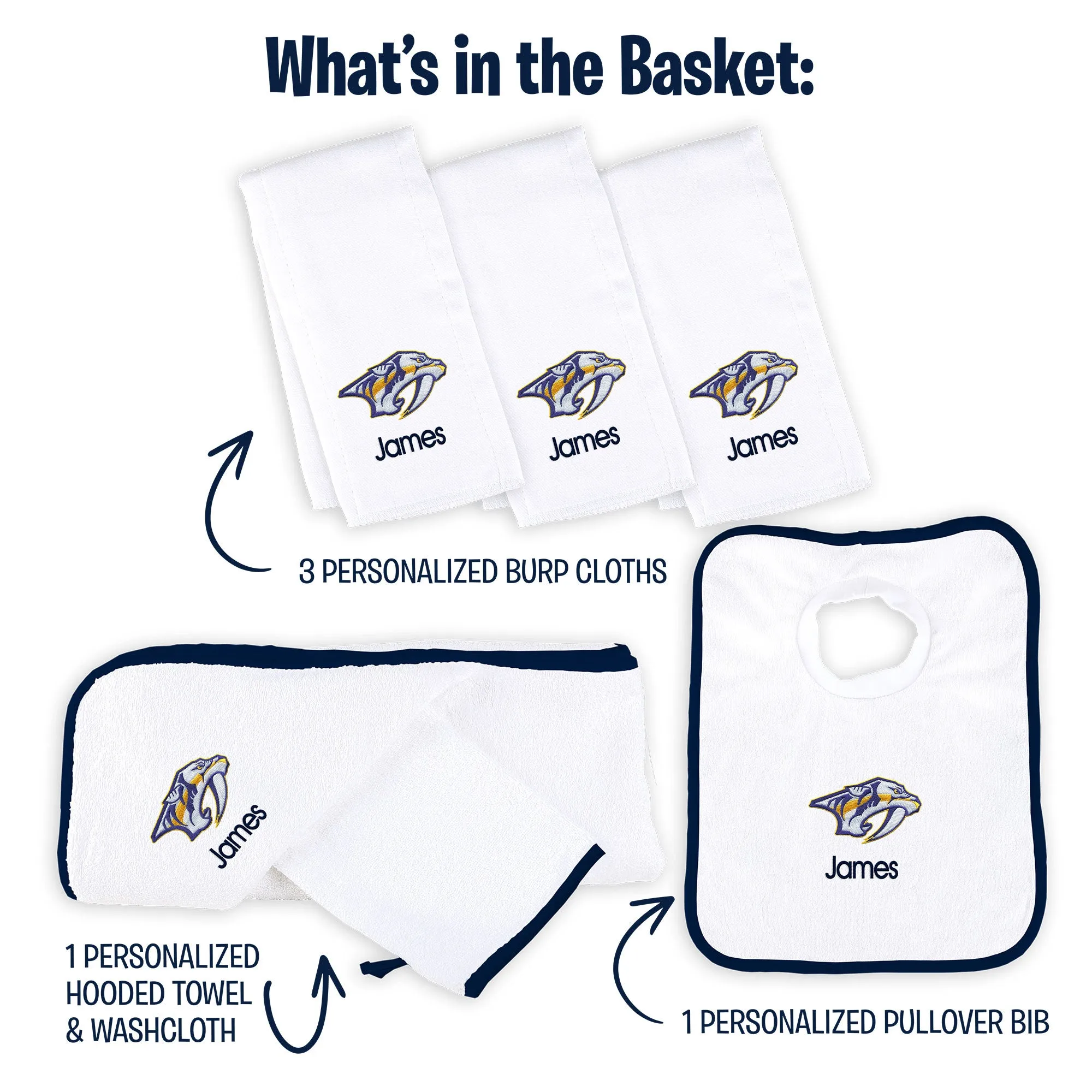 Personalized Nashville Predators Medium Basket - 6 Items