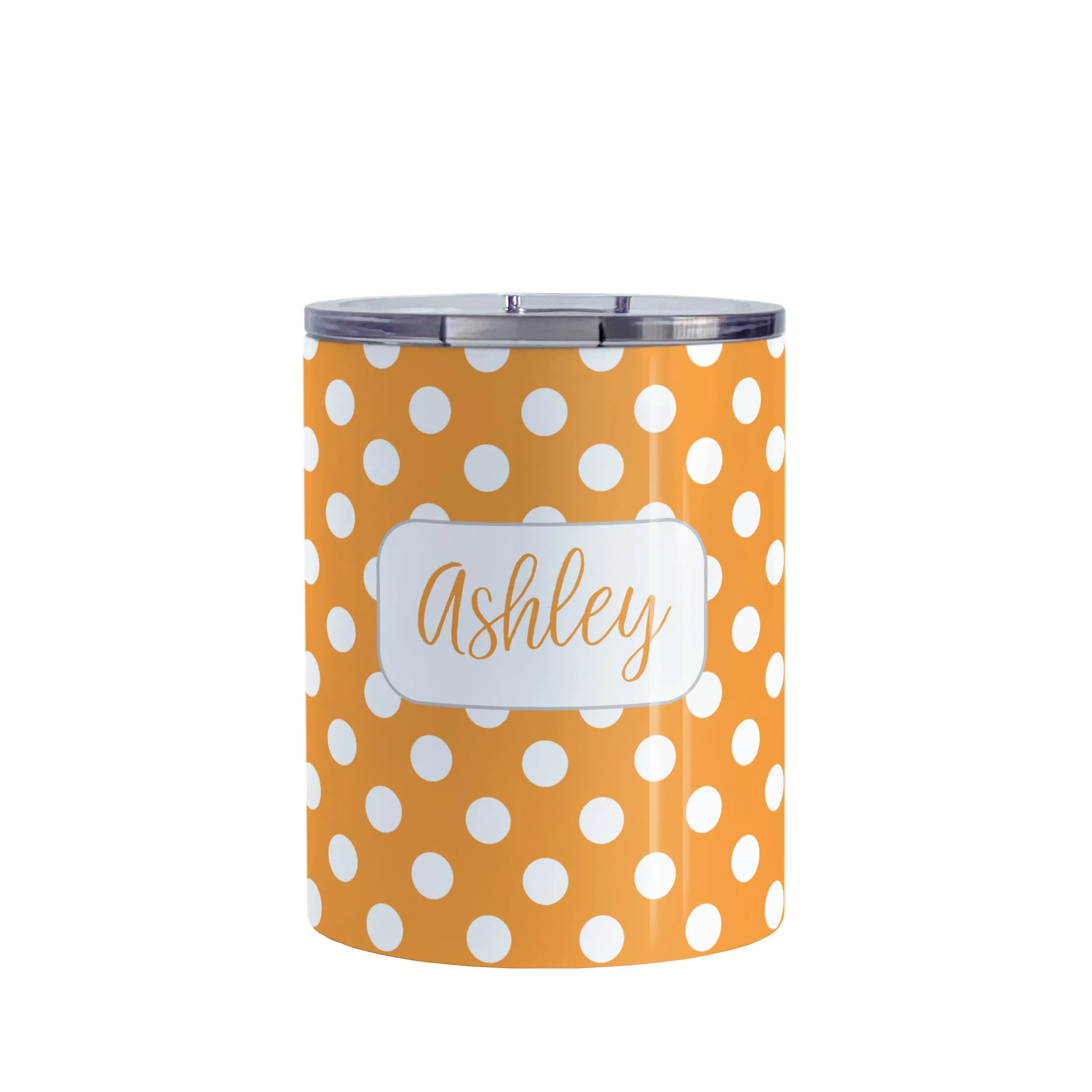 Personalized Orange Polka Dot Tumbler Cup