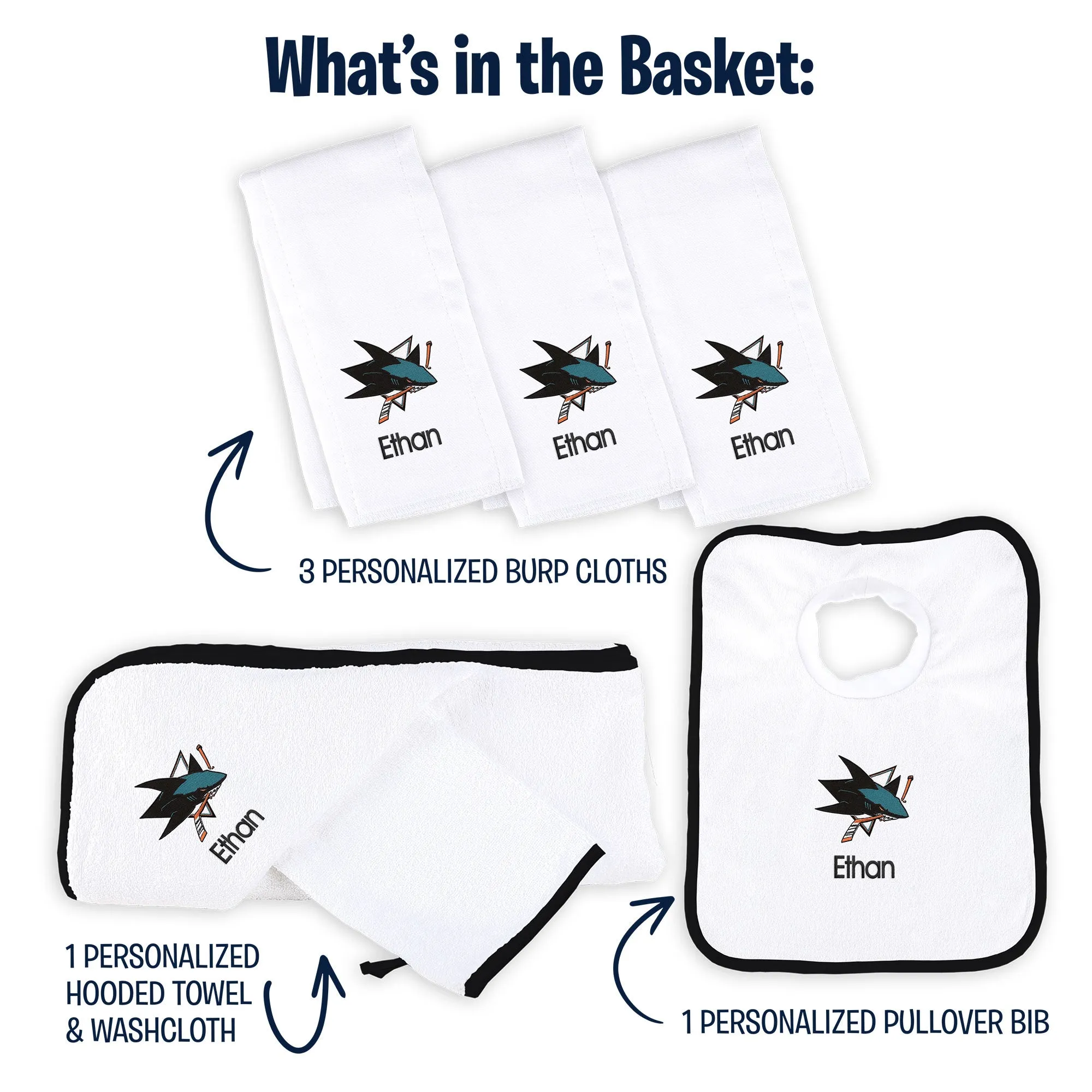 Personalized San Jose Sharks Medium Basket - 6 Items