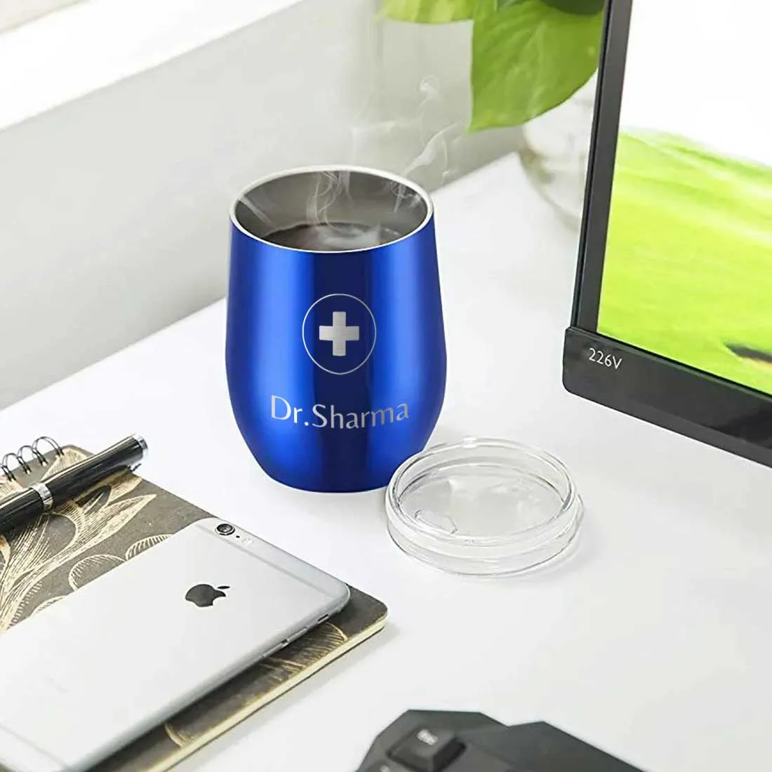 Personalized Stainless Steel Travel Coffee Flask Mug With Lid Gift for Doctor