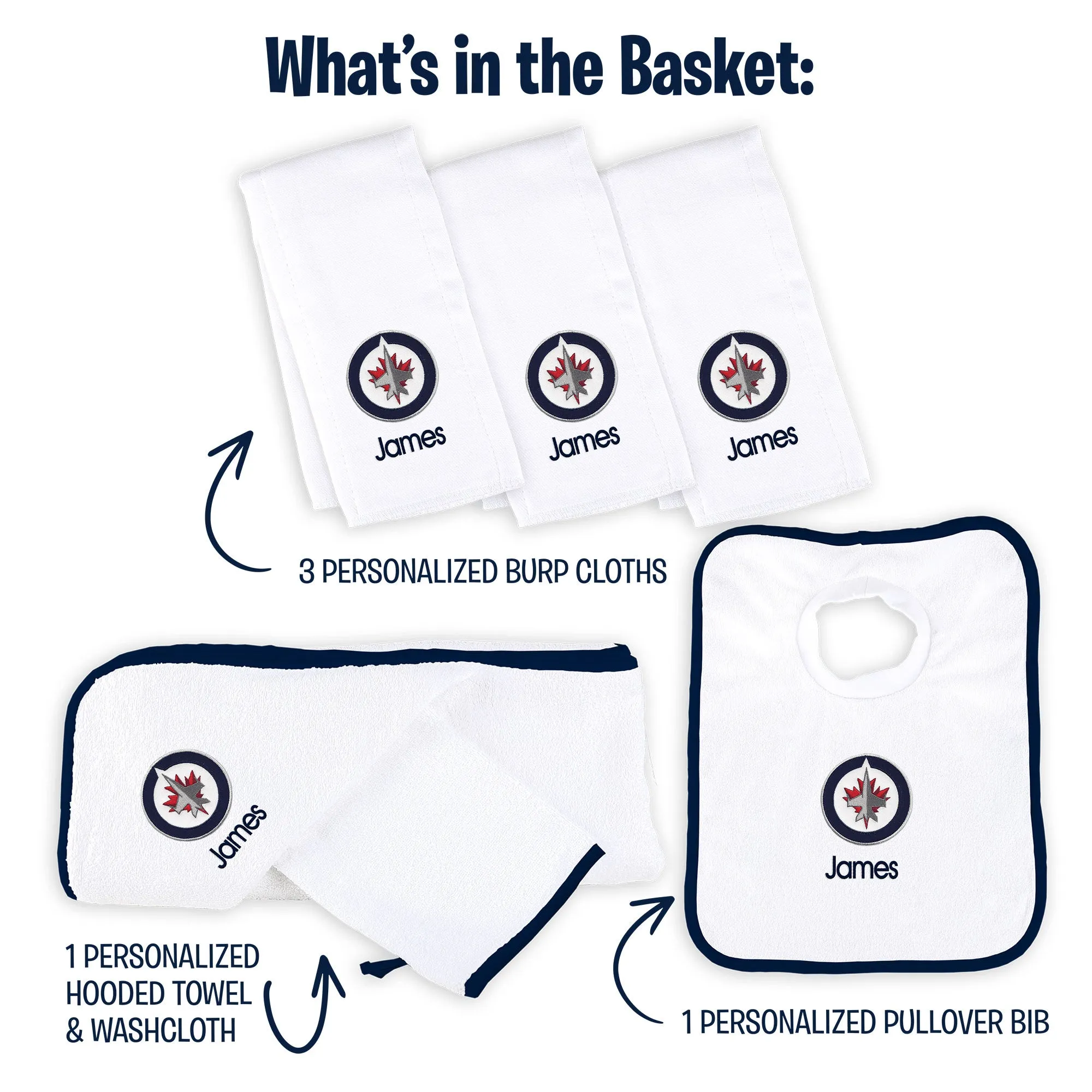 Personalized Winnipeg Jets Medium Basket - 6 Items