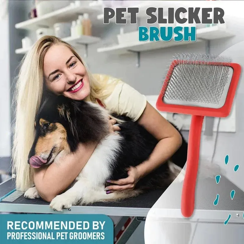 Pet Slicker Brush - Long Wire Pin, Large Dog Grooming Comb