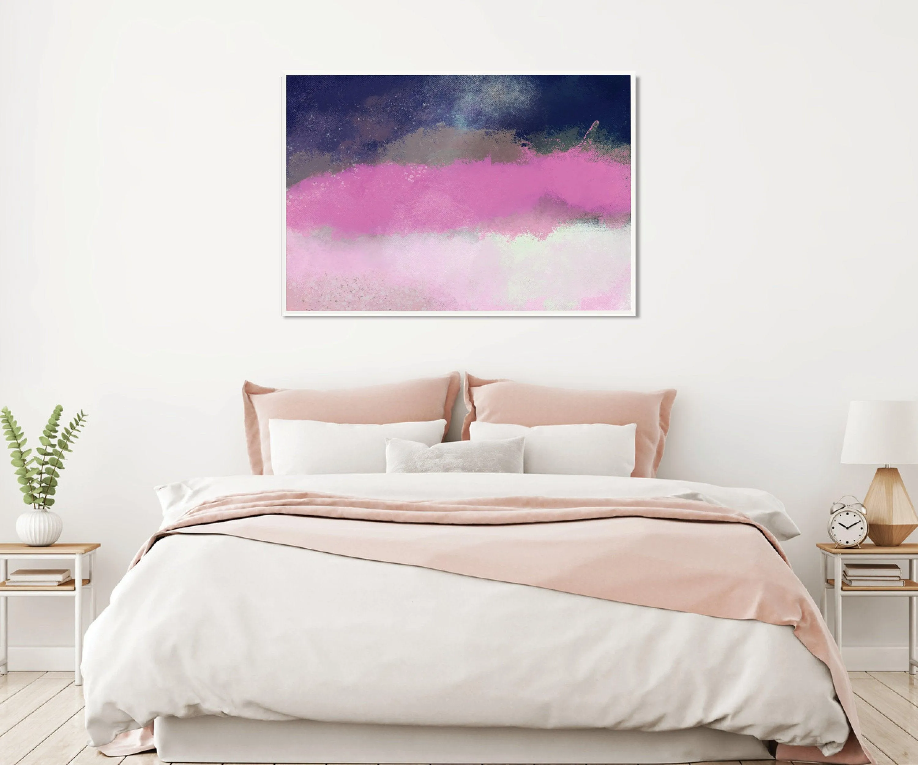 Pink and Blue Extra large wall art print Pink wall art print living room wall art canvas wall art by Camilo Mattis