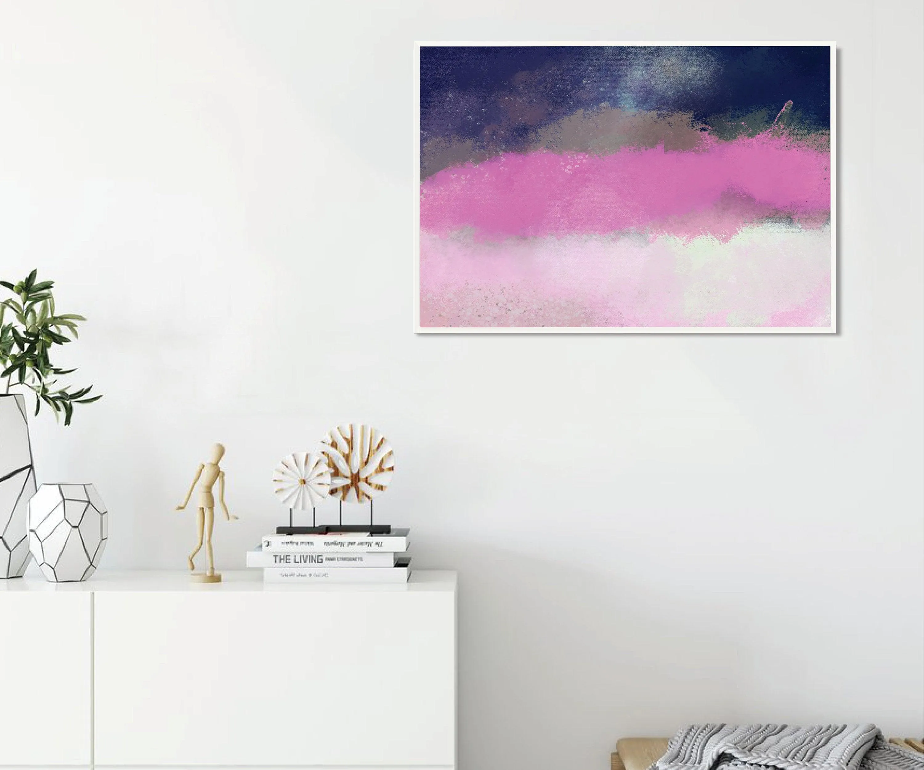 Pink and Blue Extra large wall art print Pink wall art print living room wall art canvas wall art by Camilo Mattis