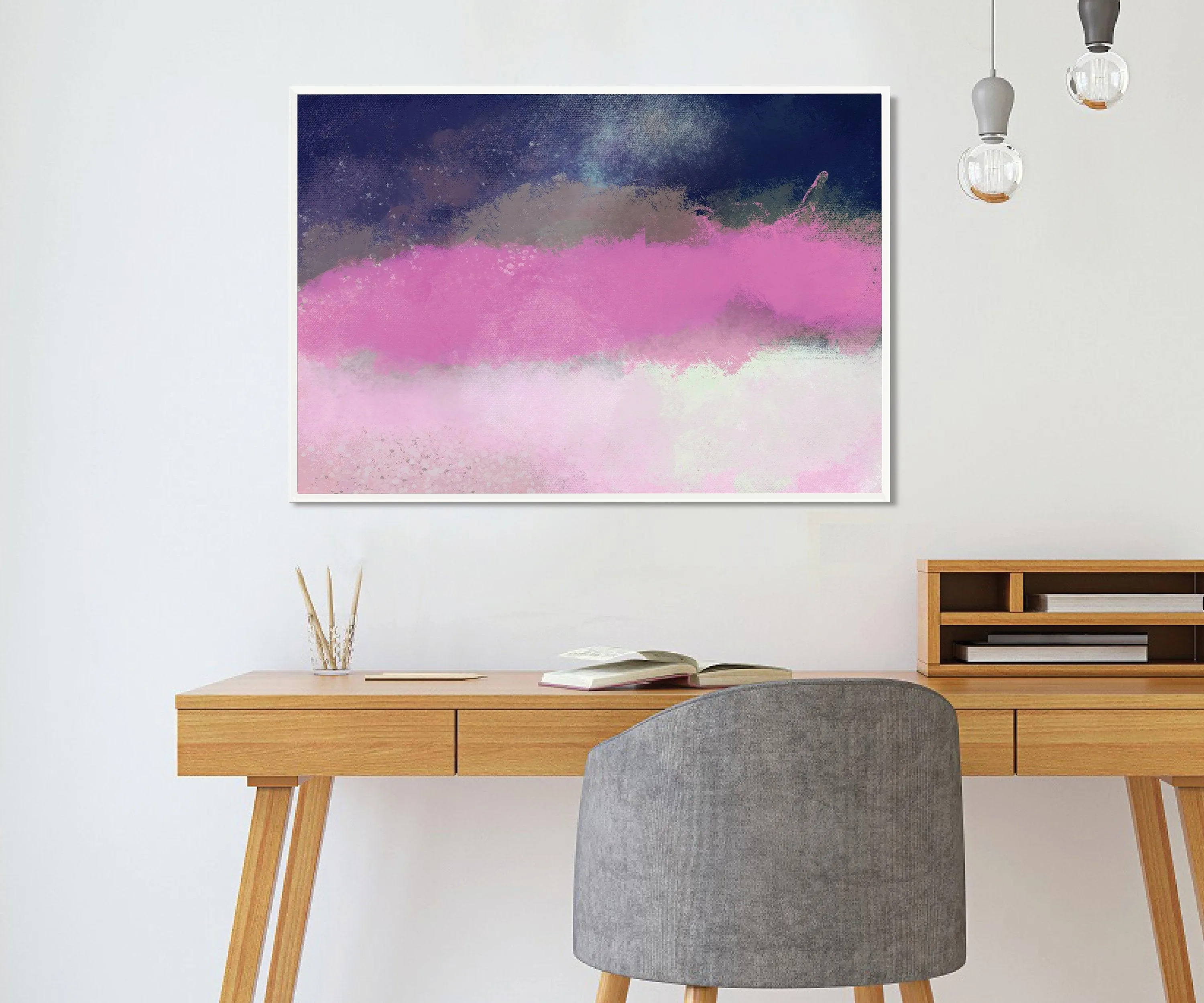 Pink and Blue Extra large wall art print Pink wall art print living room wall art canvas wall art by Camilo Mattis