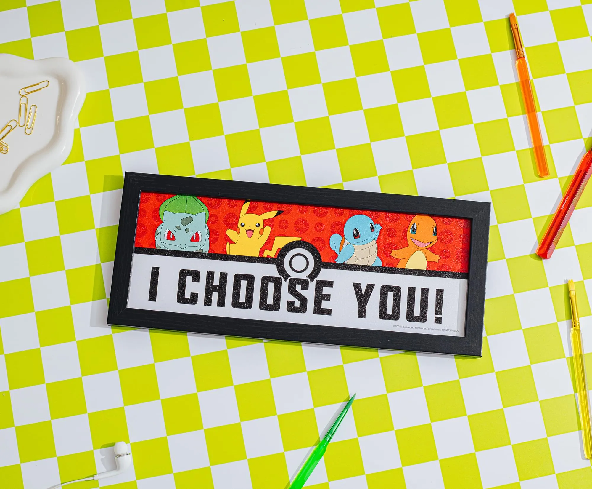 Pokemon "I Choose You" 12 x 5 Inch Framed MDF Wall Art