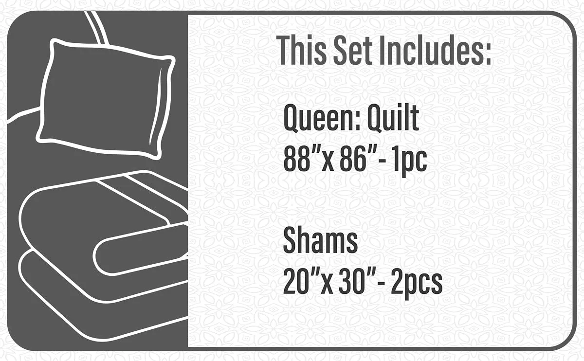 Quilt Bedding Set Woven 3 Piece Set Double/Queen Transitions Alloy