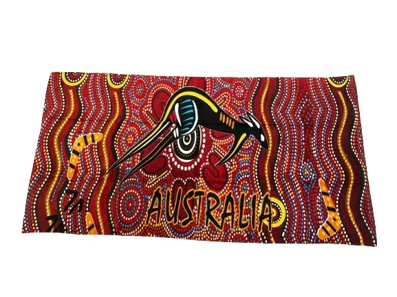 Red Aboriginal Art Beach Towel