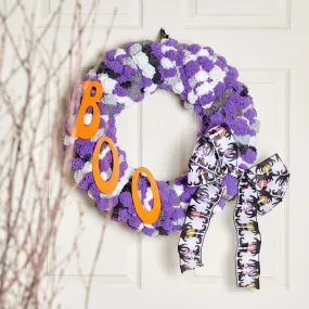 Red Heart Craft Boo Halloween Wreath