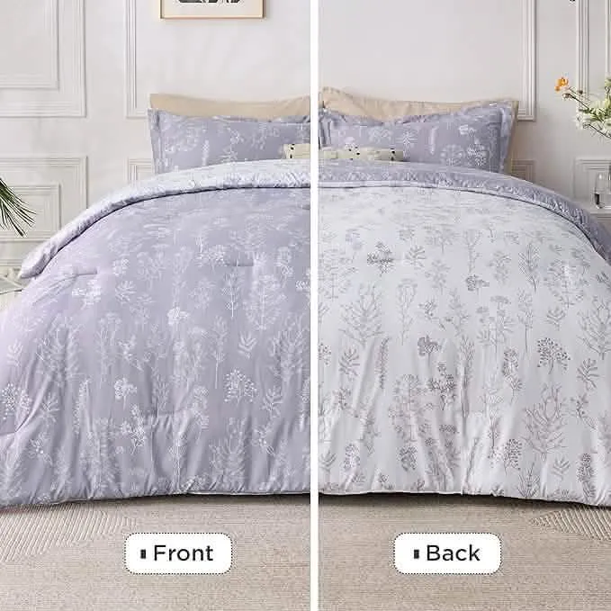 Reversible Floral Print Comforter Set