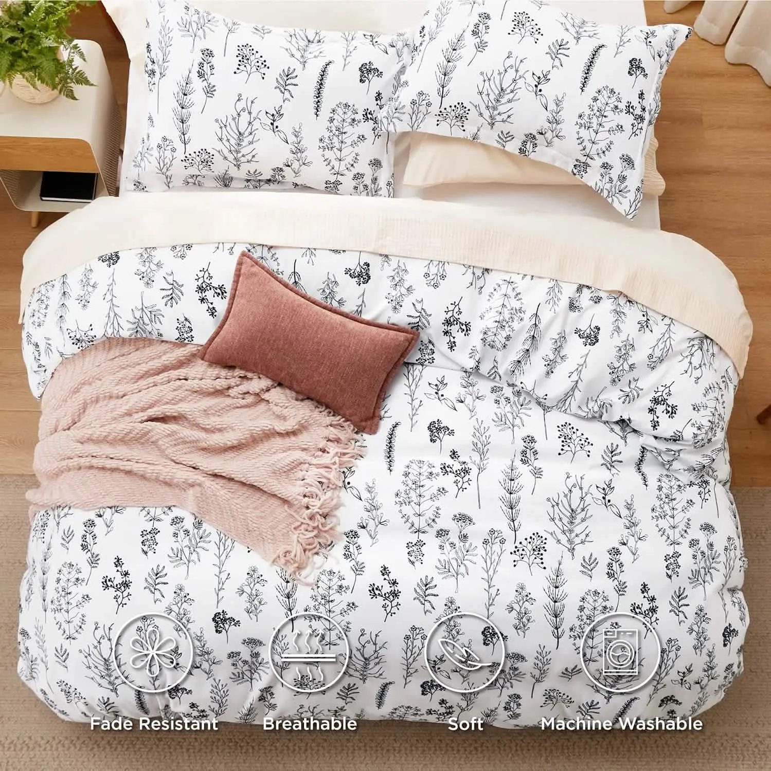 Reversible Floral Print Comforter Set