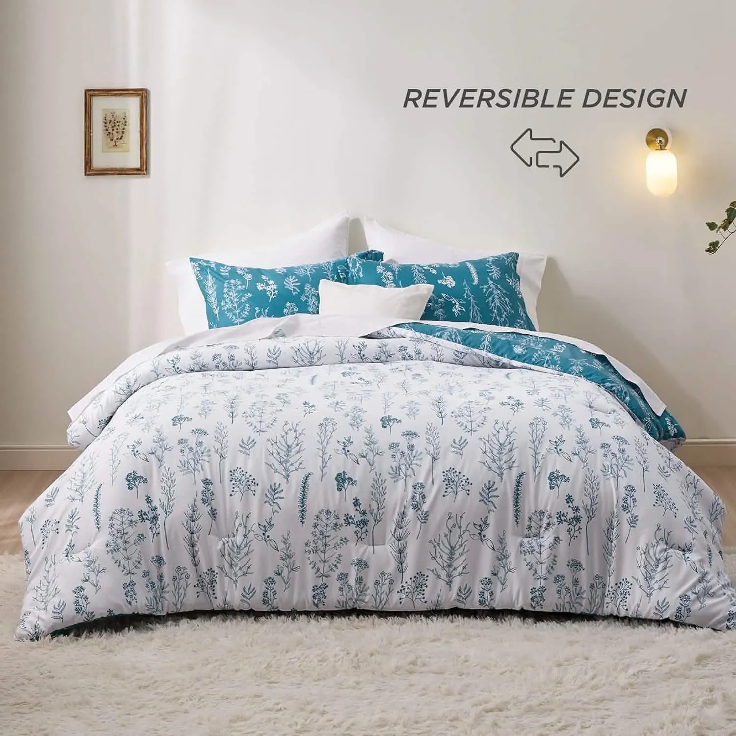 Reversible Floral Print Comforter Set