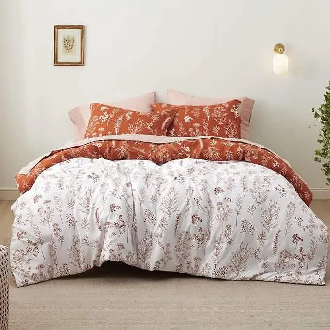 Reversible Floral Print Comforter Set