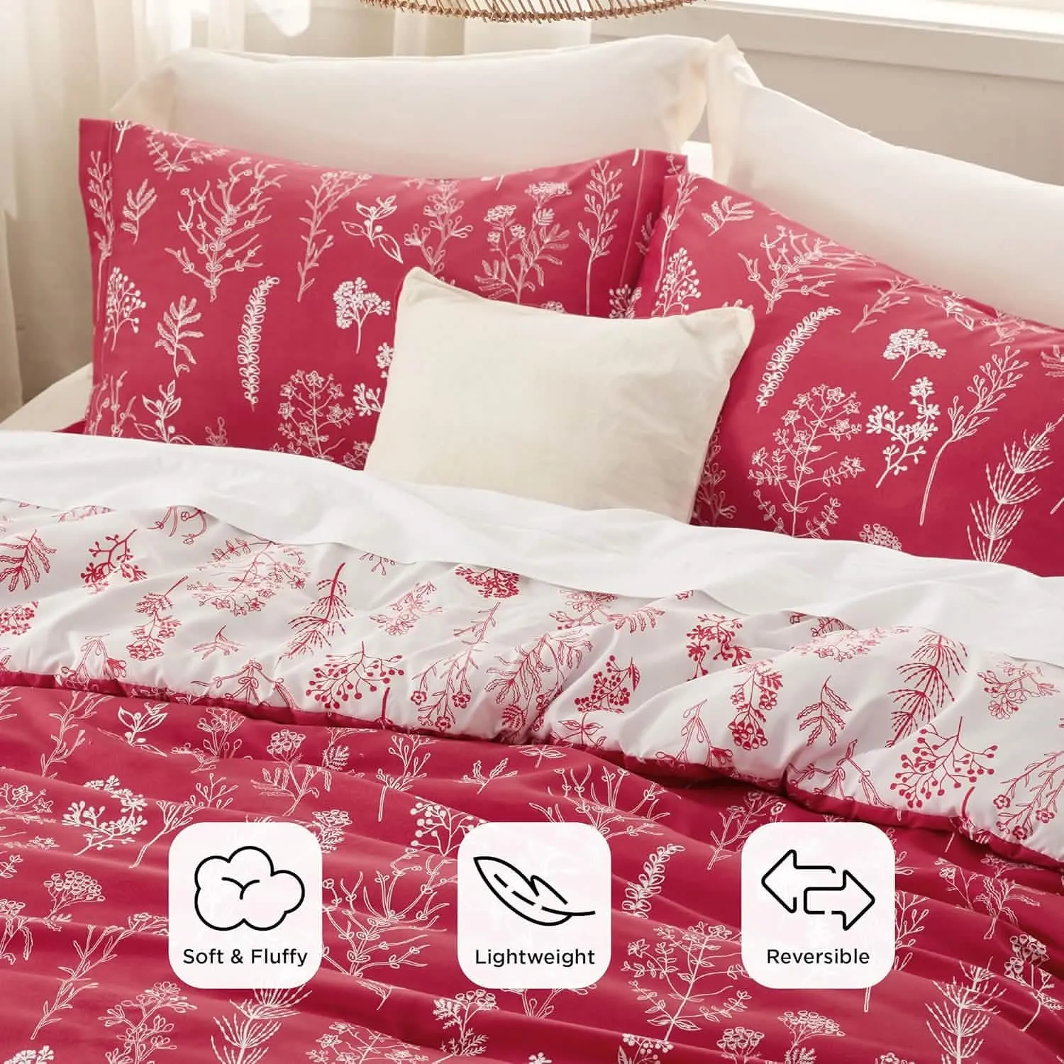 Reversible Floral Print Comforter Set