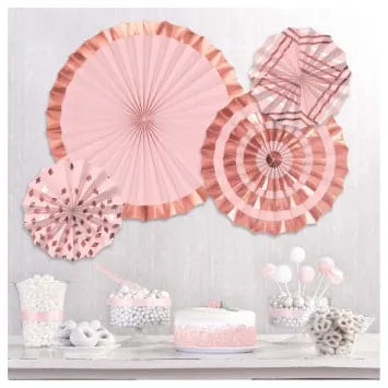 Rose Gold-Blush Hot Stamp Fans