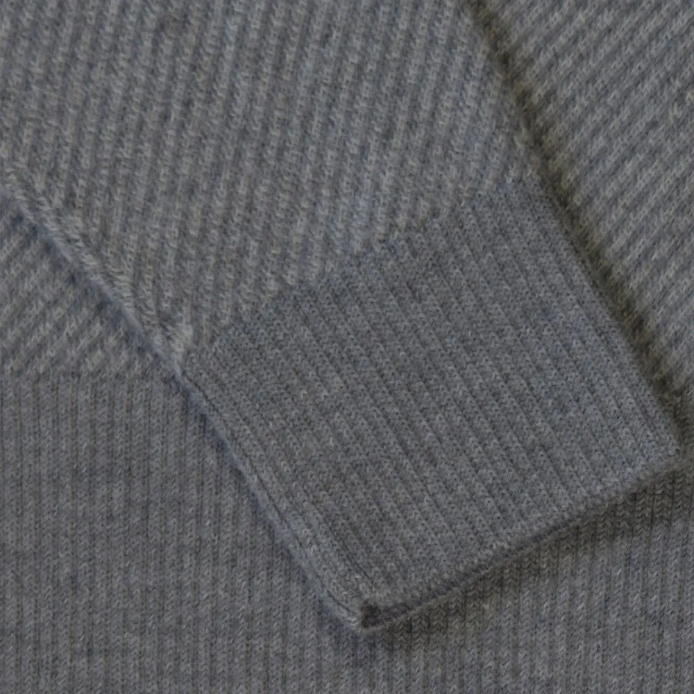 Royal Alpaca Diagonal Jacquard Half-Zip Lightweight Sweater in Silver Grey and Light Grey Heather by Peru Unlimited