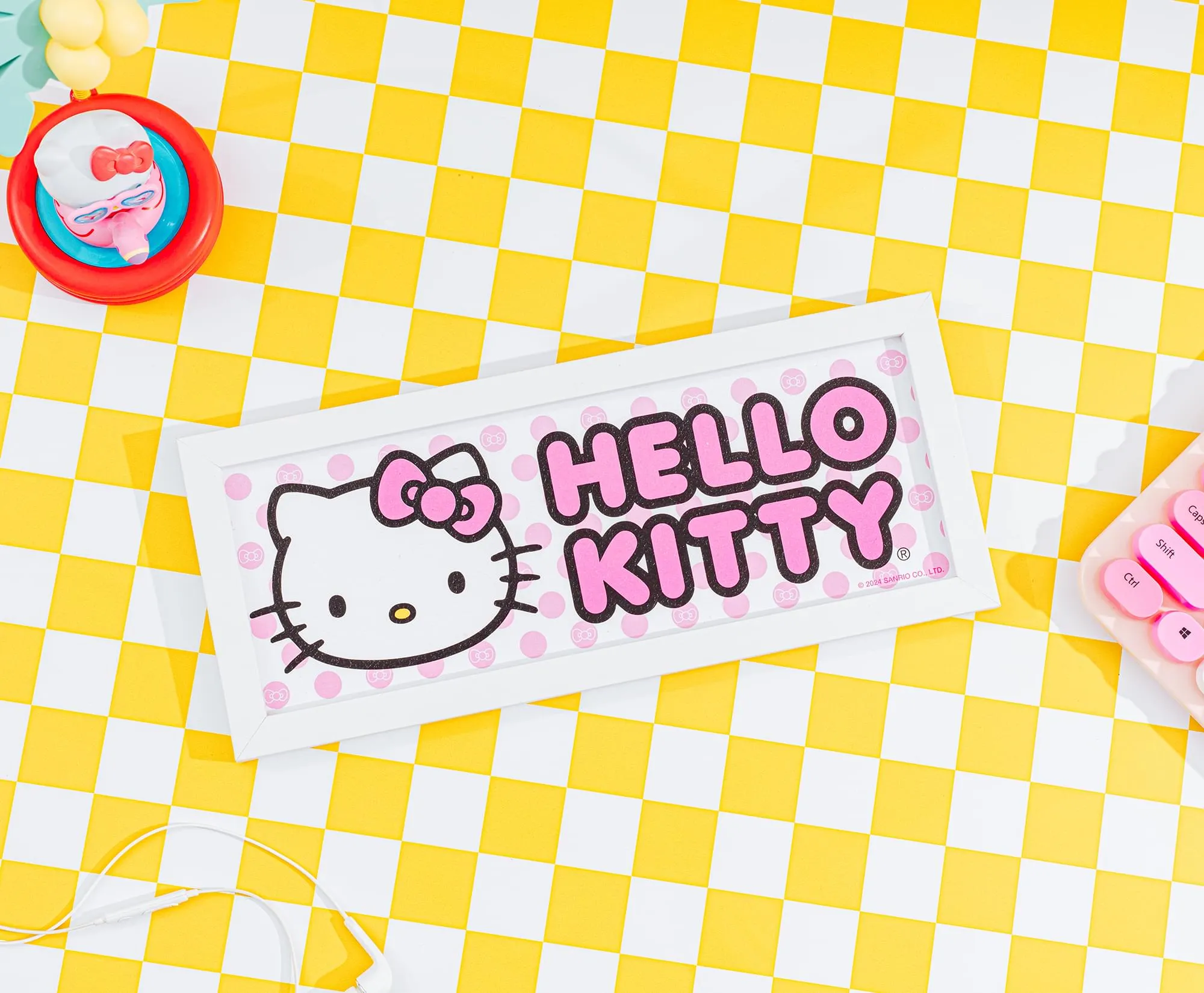 Sanrio Hello Kitty Pink 12 x 5 Inch Framed MDF Wall Art