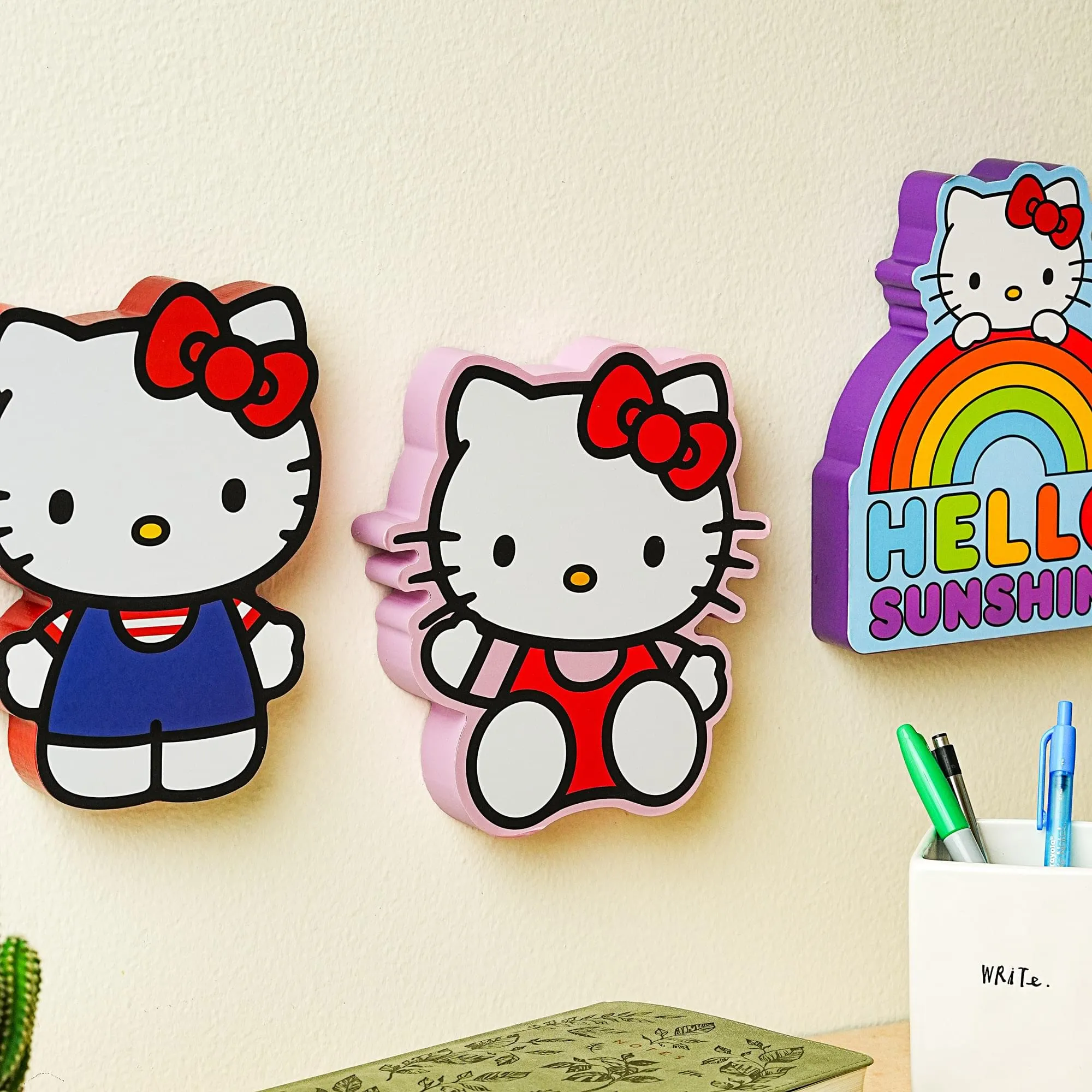 Sanrio Hello Kitty Waving Die-Cut Wooden Wall Art Sign