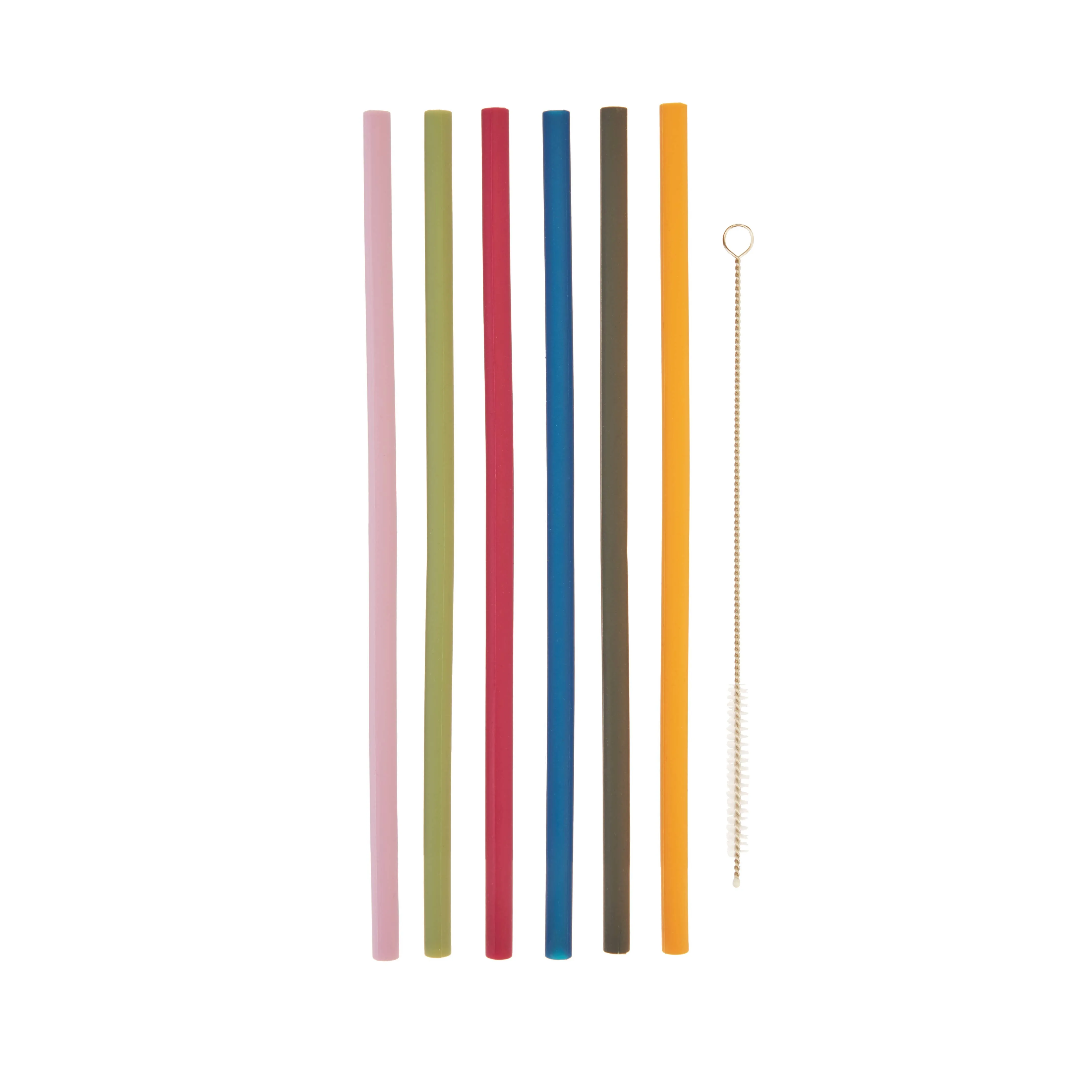 Silicone Straws 6pk w/ Cleaning Brush