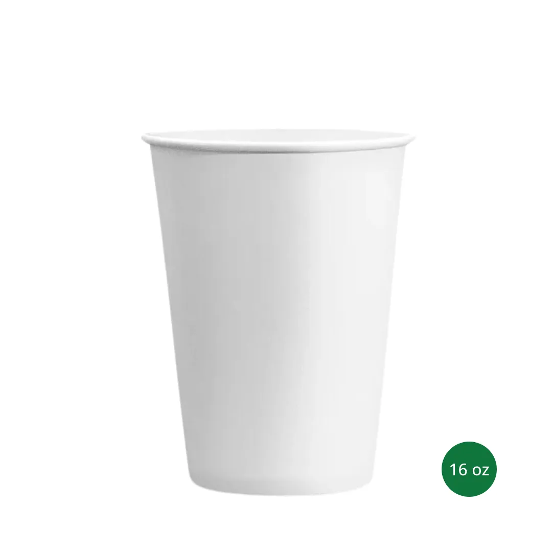 SINGLE WALL PAPER CUPS - WHITE - 16 oz