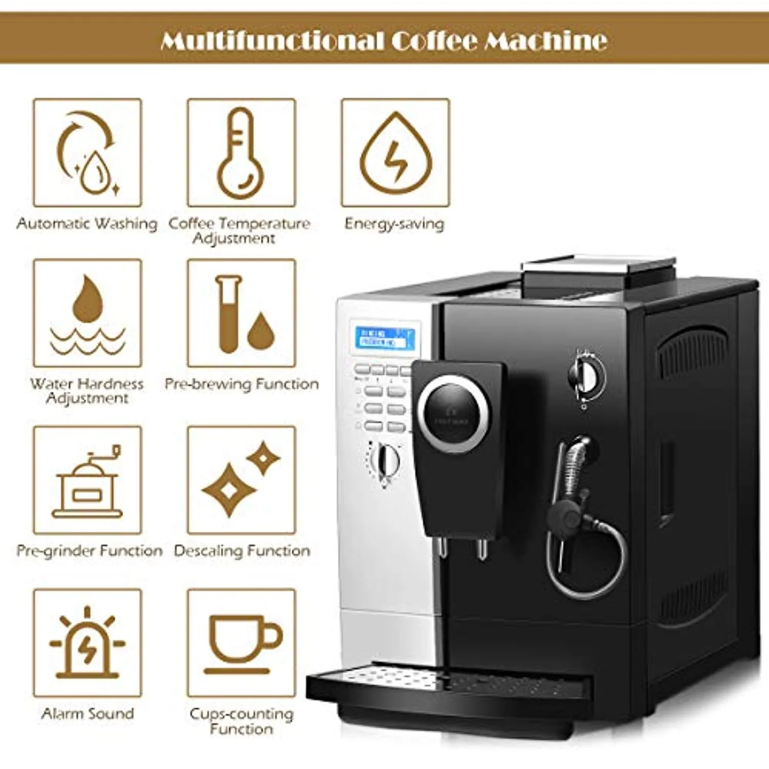 Super Automatic Espresso Machine-(Silver  Black)