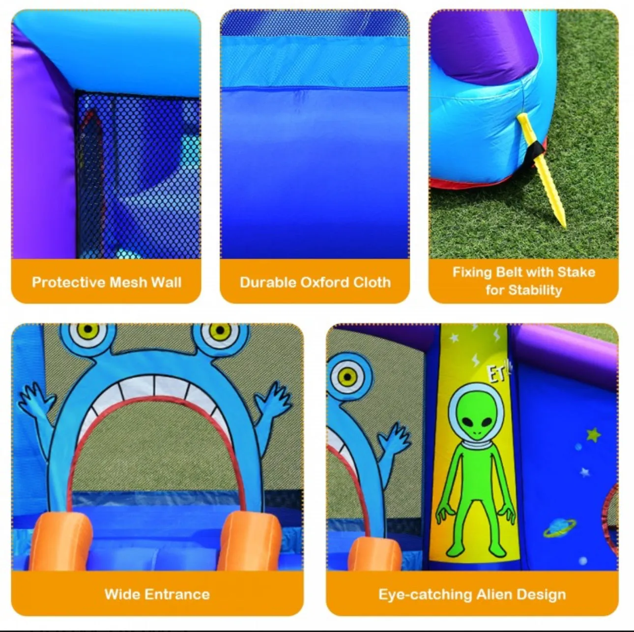 Super Fun Jumping Bouncy Castle With Water Slide & 550W Blower | Waterproof | Carrying Bag | Repair Kit | Huge Jump Area | Large Play Area