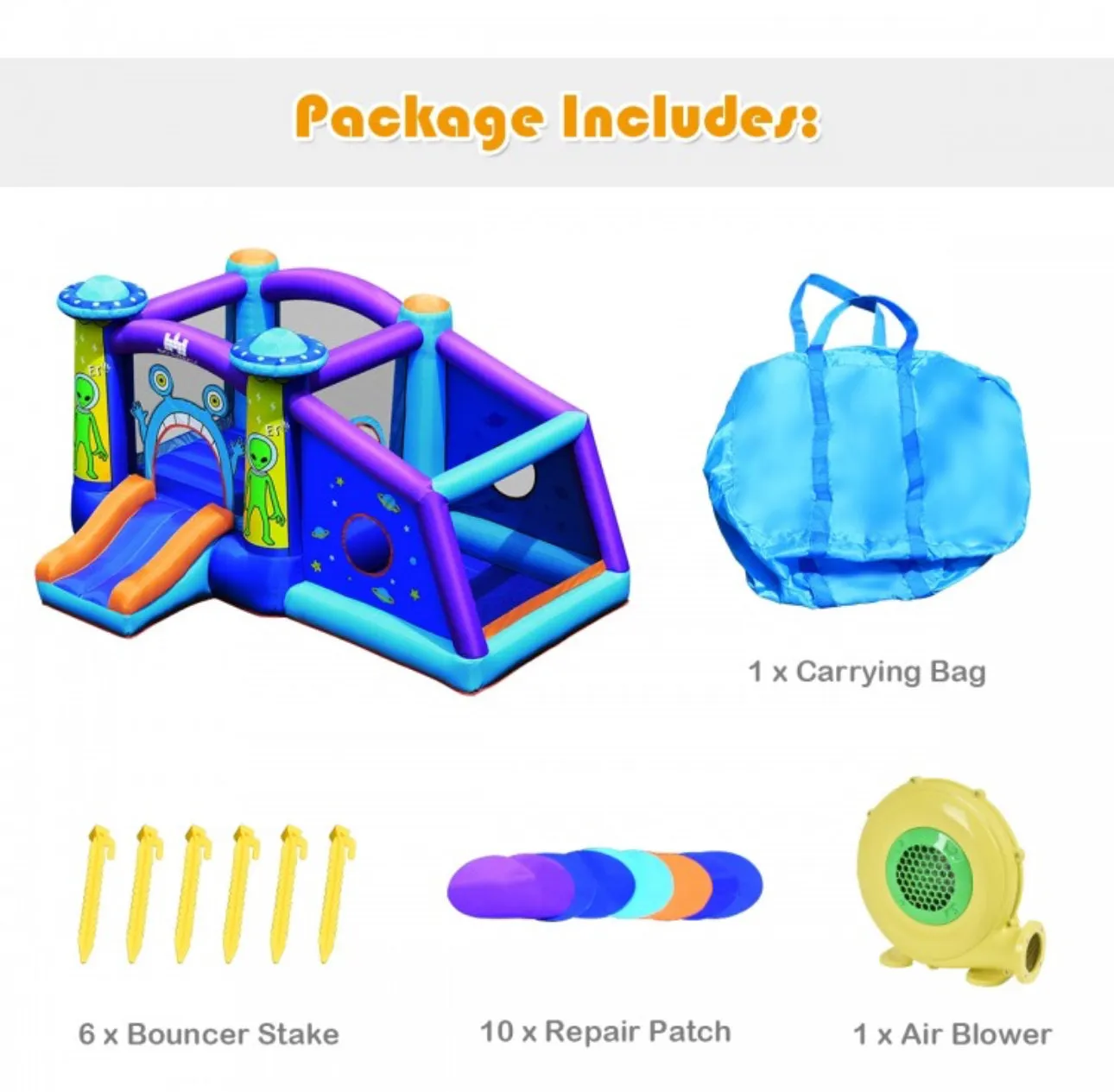 Super Fun Jumping Bouncy Castle With Water Slide & 550W Blower | Waterproof | Carrying Bag | Repair Kit | Huge Jump Area | Large Play Area