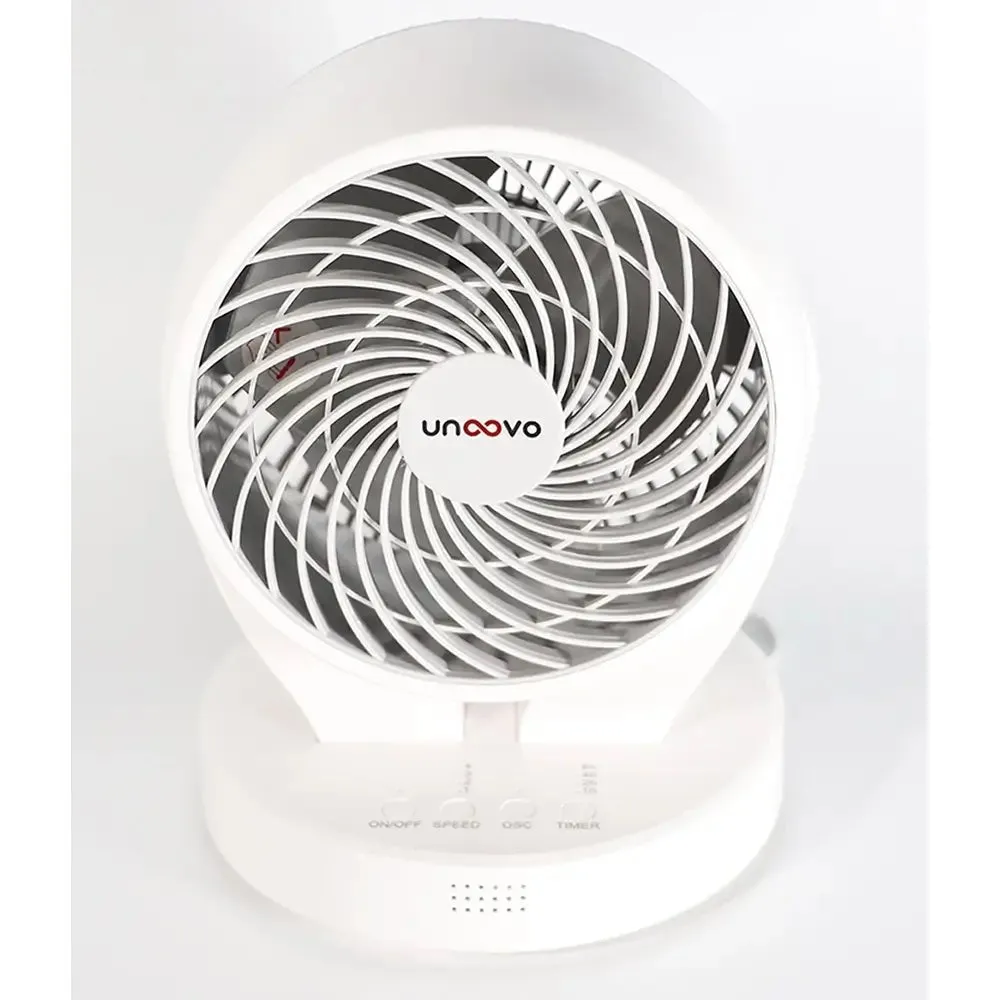 Unoovo UNOFAN7 7 Inch Desk Fan, 4 Speed Settings, 70 Degree Horizontal Oscillation, 15 Hours Power Off Timer - 21cm Wide